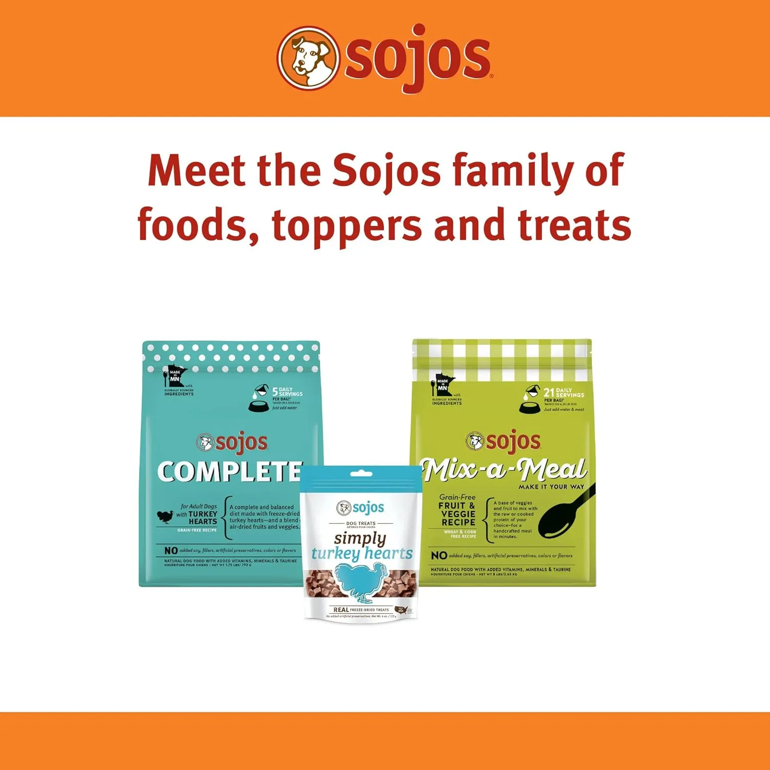 SOJOS Complete Turkey Recipe Dehydrated Dog Food, 1.75 lb, Blue