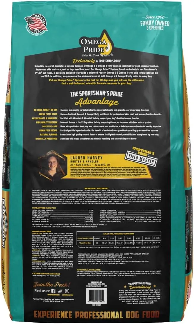 Sportsman's Pride Field Master Grain-Free Salmon & Sweet Potato Recipe Dry Dog Food, 30-lb Bag