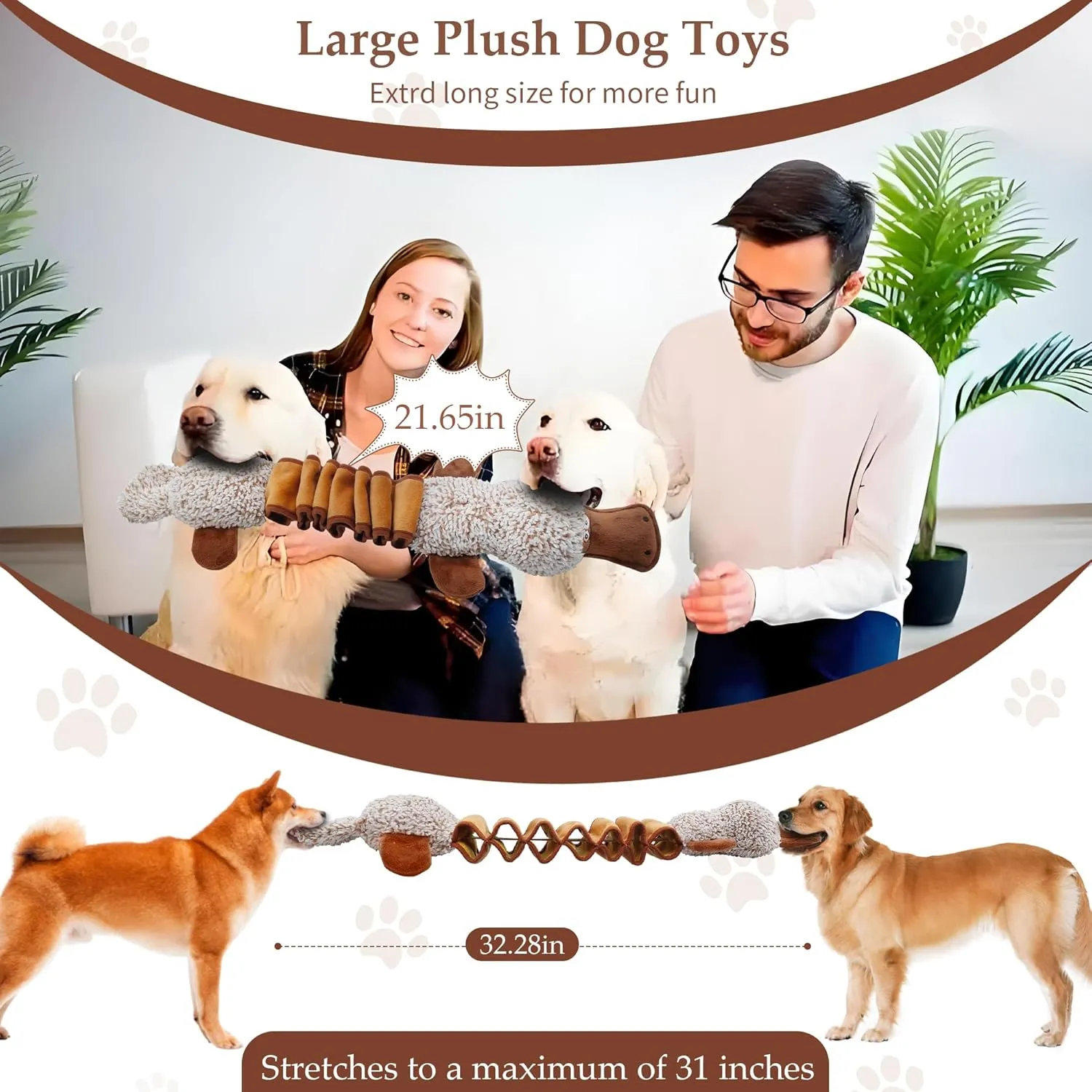 Squeaky Dog Toys, Interactive Tug of War Puppy Toys, Funny Plush Dog Chew Toys, Stuffed Toys for Small,Medium and Large Dogs - Platypus