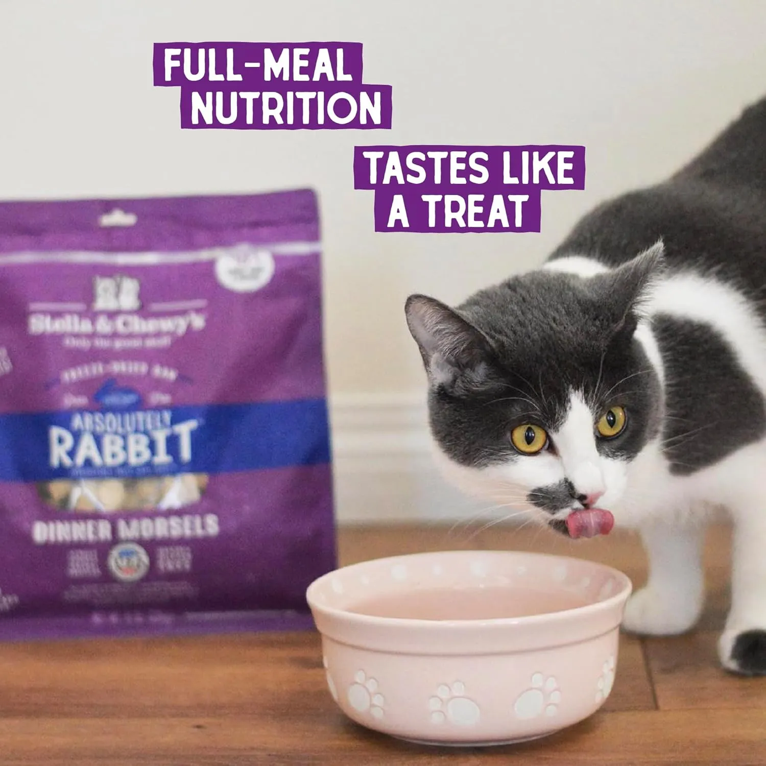 Stella & Chewy's Freeze-Dried Raw Cat Dinner Morsels - Premium Rabbit Recipe with 98% Responsibly-Sourced Meat & Organs - Natural Grain-Free Cat & Kitten Food - Made in USA - 8 oz