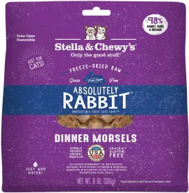 Stella & Chewy's Freeze-Dried Raw Cat Dinner Morsels - Premium Rabbit Recipe with 98% Responsibly-Sourced Meat & Organs - Natural Grain-Free Cat & Kitten Food - Made in USA - 8 oz
