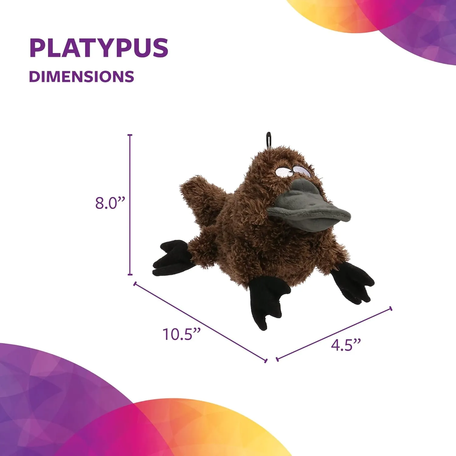 Strong 'N Silent Platypus Silent Squeak Plush Dog Toy, Chew Guard Technology - Brown, Large