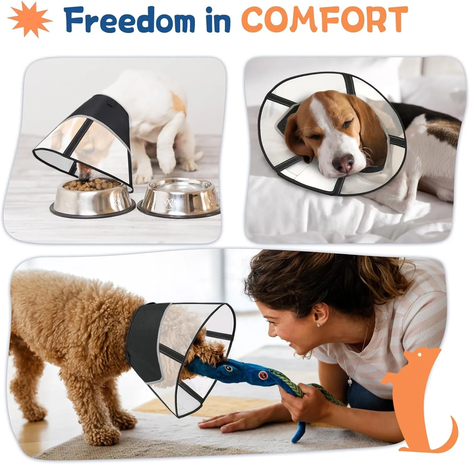 Supet Soft Dog Cone Collar for Small Dogs, E Collar for Dogs After Surgery to Stop Licking, Comfortable Elizabethan Collar, Cone of Shame Alternative, Adjustable Pet Recovery Collar (XS)