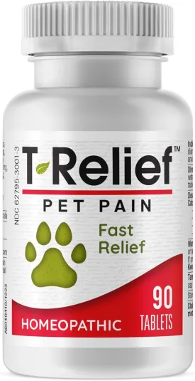 T-Relief Pet Pain Relief Arnica  12 Powerful Natural Medicines Help Ease Muscle Joint & Hip Pain Soreness Stiffness & Injuries Max Fast-Acting Soother for Dogs & Cats - 90 Tablets