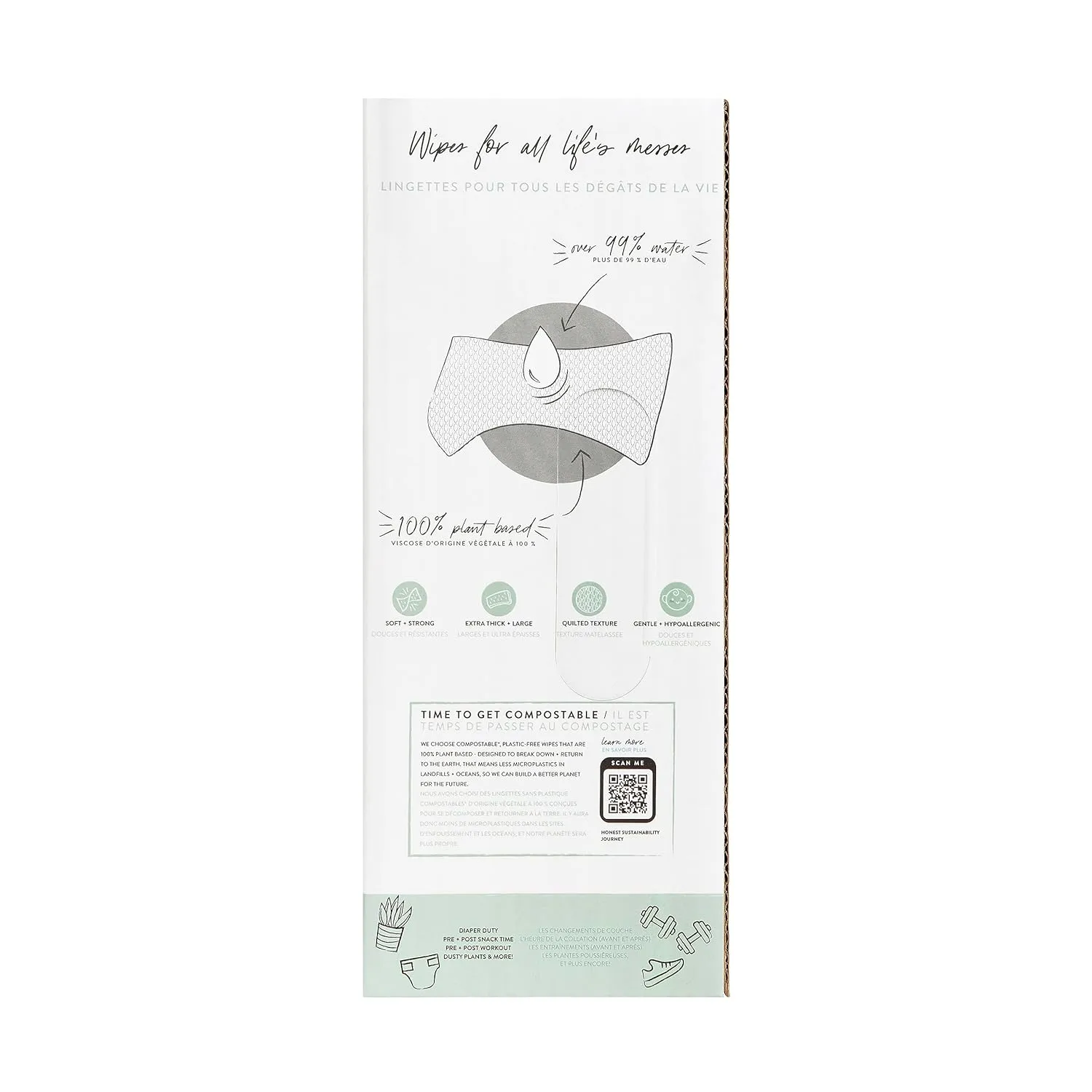 The Honest Company Clean Conscious Multi-Use Wipes | Hypoallergenic   Unscented for Sensitive Skin | Over 99% Water, Compostable, Plant Based, Baby Wipes | Geo Mood, 288 Count