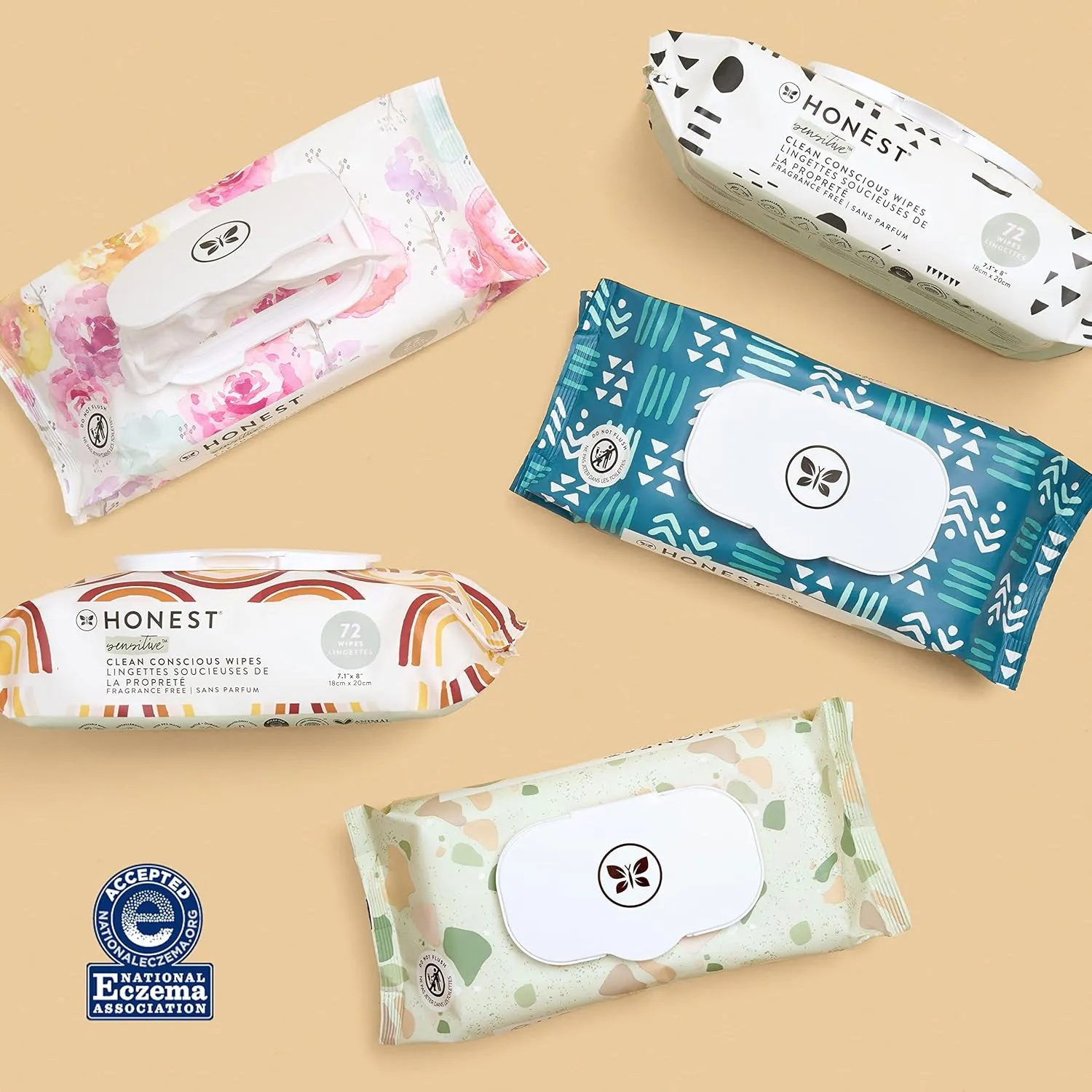 The Honest Company Clean Conscious Multi-Use Wipes | Hypoallergenic   Unscented for Sensitive Skin | Over 99% Water, Compostable, Plant Based, Baby Wipes | Geo Mood, 288 Count