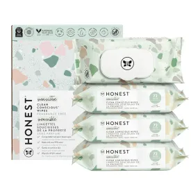 The Honest Company Clean Conscious Multi-Use Wipes | Hypoallergenic   Unscented for Sensitive Skin | Over 99% Water, Compostable, Plant Based, Baby Wipes | Geo Mood, 288 Count