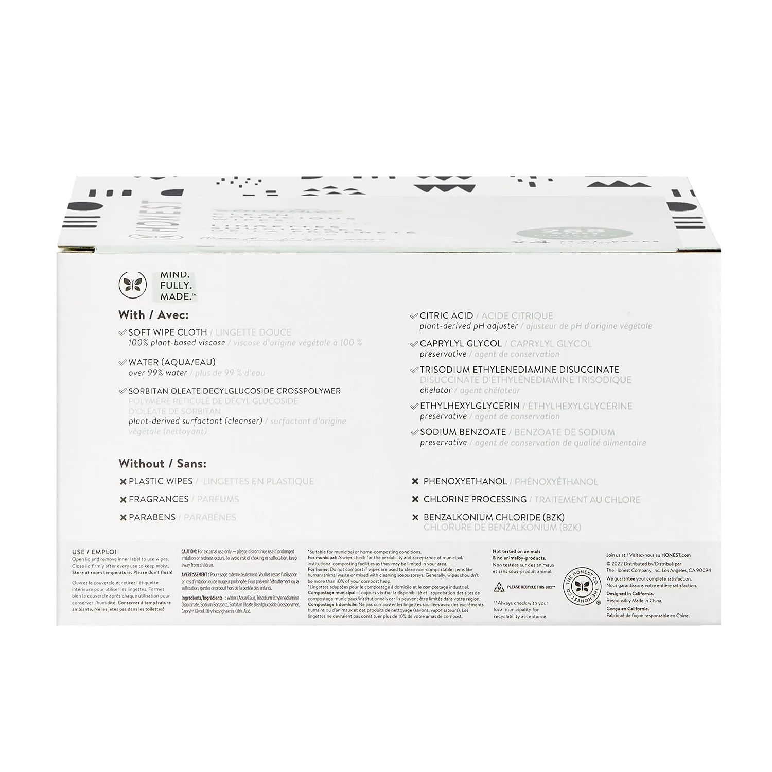 The Honest Company Clean Conscious Multi-Use Wipes | Hypoallergenic   Unscented for Sensitive Skin | Over 99% Water, Compostable, Plant Based, Baby Wipes | Geo Mood, 288 Count