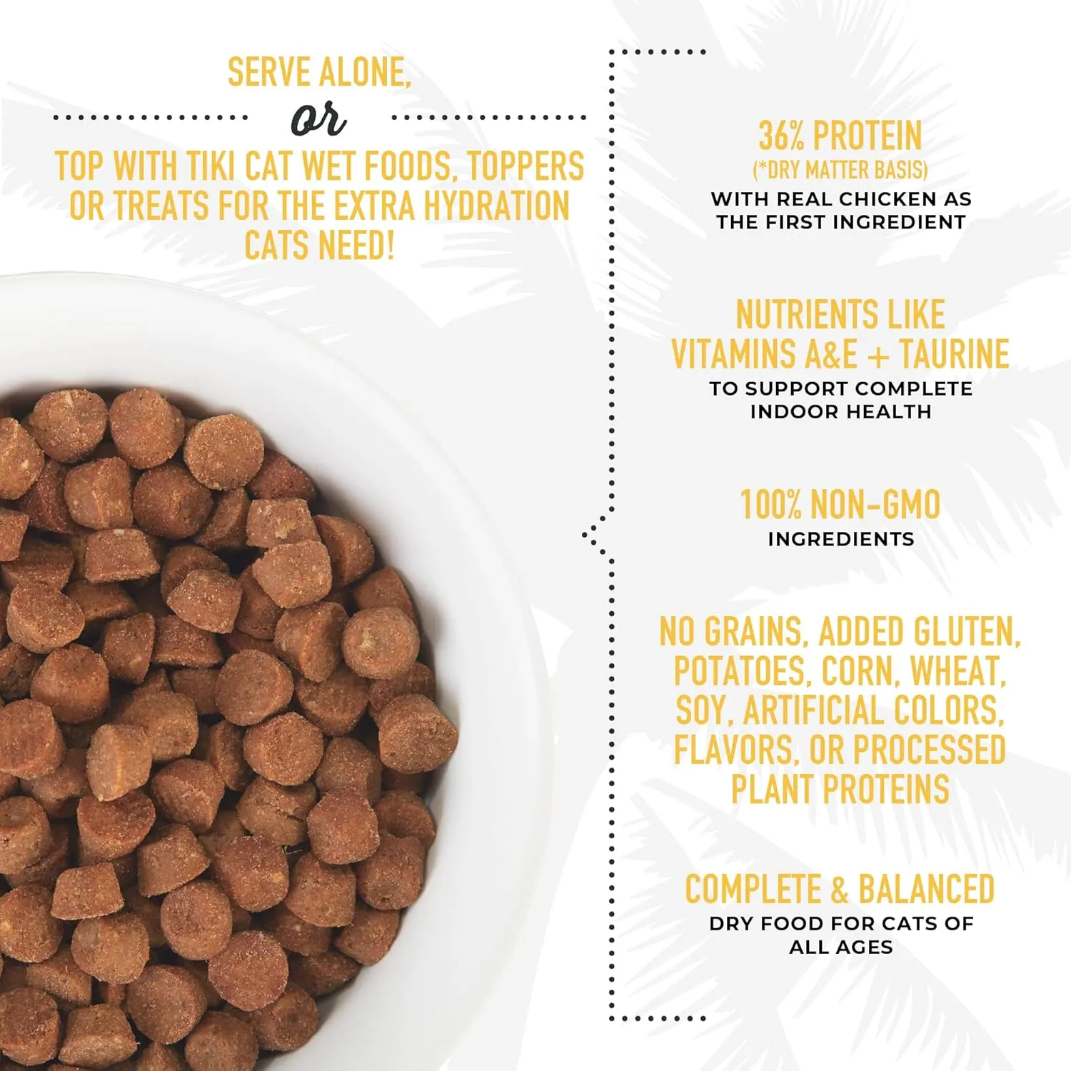 Tiki Cat Born Carnivore High Protein, Indoor Health, Chicken and Turkey Meal Recipe, Grain-Free Baked Kibble to Maximize Nutrients, Dry Cat Food, 3 lb. Bag