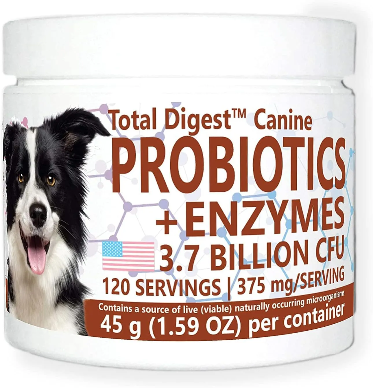Total Digest Canine Probiotics and Enzymes for Dogs, All-Natural Digestive System Dietary Supplement Formula for Dogs (120 Days)