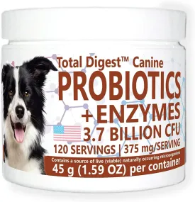 Total Digest Canine Probiotics and Enzymes for Dogs, All-Natural Digestive System Dietary Supplement Formula for Dogs (120 Days)