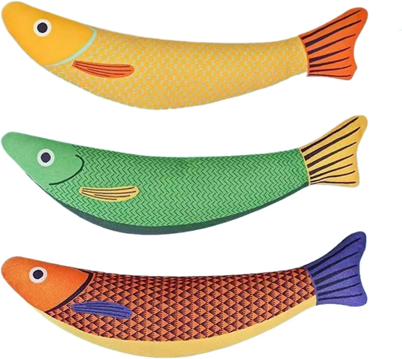 Toy Fish for Cat - Plush Fish for Cats | 3 Pieces Catnip Toys for Cats | Crinkle Sound Figure | Pet Animals Teeth Cleaning Exerciser for Bedroom Backyard Living Room Study Room
