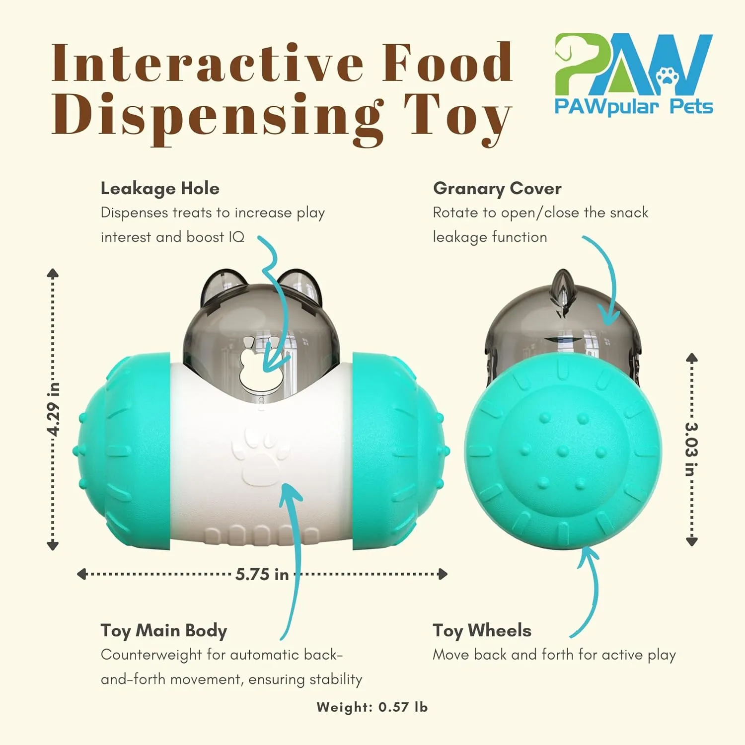 Treat Dispensing Toy for Dogs, Slow Feeder, Mental Stimulation Puzzle Toy, Interactive Dog Enrichment Toys, Food Dispenser for Engaging Play, and Challenging Food Puzzle (Blue)