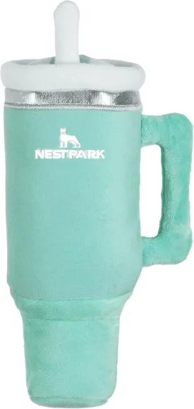 Tumbler Cup Funny Dog Toy - Parody Plush Squeaky Crinkle Dog Toy (Seafoam Green)