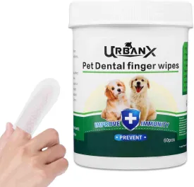 UrbanX Teeth Cleaning Wipes for Cocker Spaniel and Other Sporting Dogs Dogs, Remove Bad Breath, Plaque, and Tartar Buildup, No-Rinse Disposable Finger Toothbrush, Gentle Gum Care Pet Wipes, 60 Count