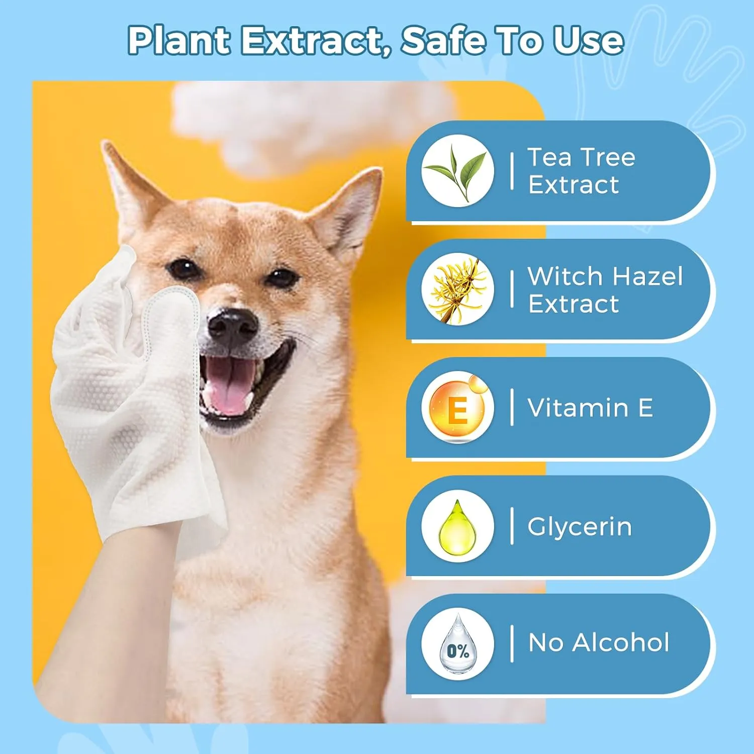 Vannon Extra Thick Pet Bathing Wipes for Dogs & Cats, Cleaning & Odor-Controlling Grooming Gloves, Nourish Fur Glove Wipes for Daily Care and Traveling, Rinse Free, Unscented, 4 Pack, 24 PCS