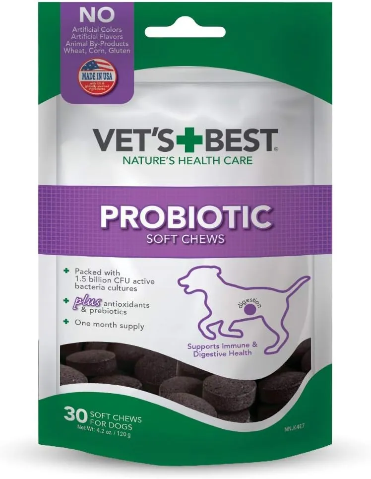 Vet's Best Probiotic Soft Chews Dog Supplement - Supports Dog Digestive Health - Promotes a Healthy Gut - 30 day supply