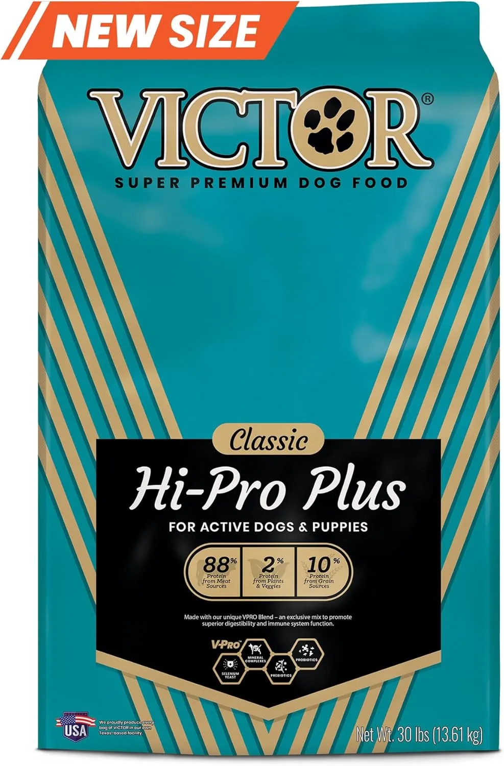 VICTOR Super Premium Dog Food  Hi-Pro Plus Dry Kibble  High Protein Dog Food with 30% Protein  Beef, Chicken, Pork, Fish Meals, Gluten Free - for High Energy and Active Dogs & Puppies, 30lbs
