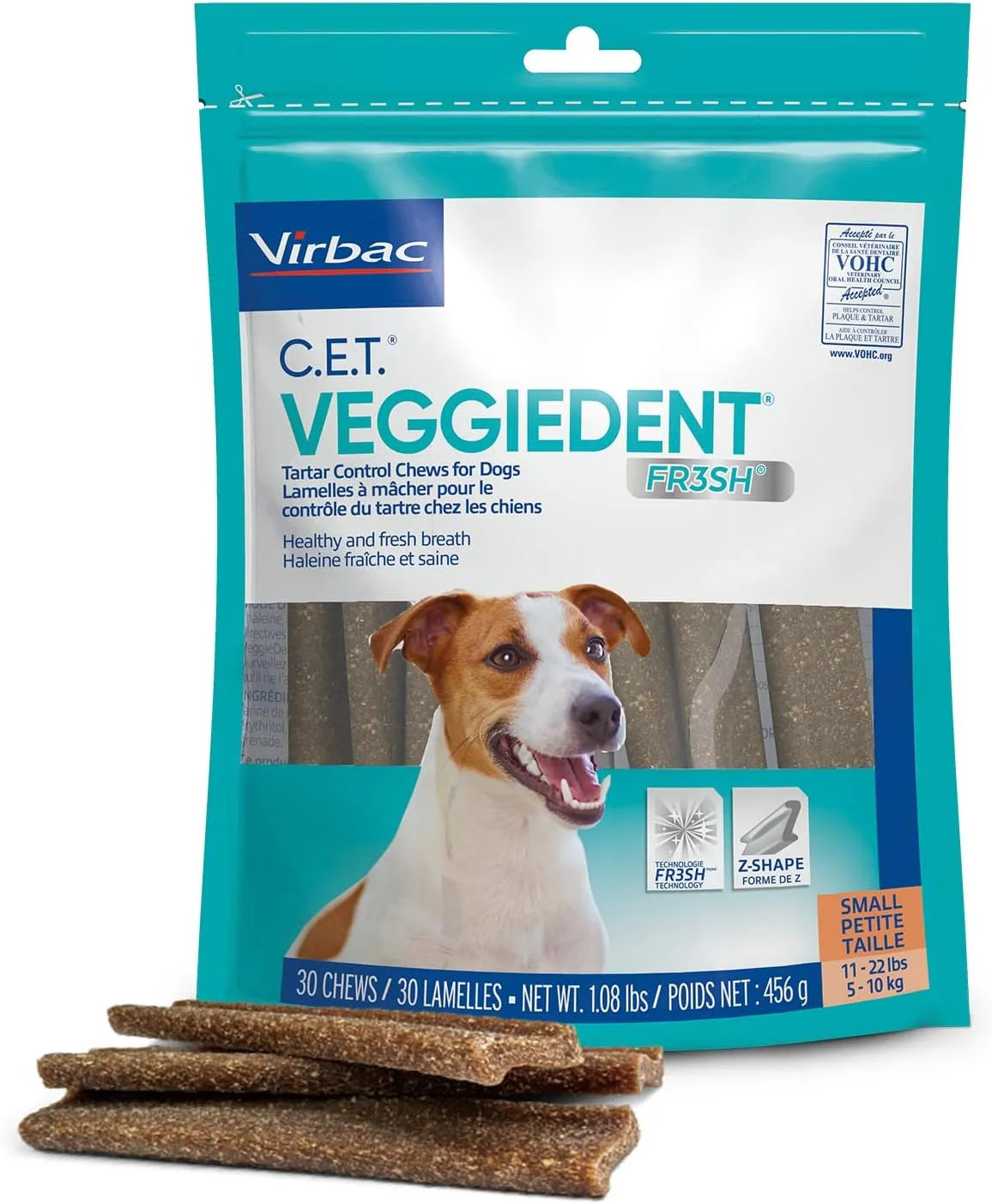 Virbac CET VEGGIEDENT FR3SH Tartar Control Chews for Dogs - Small
