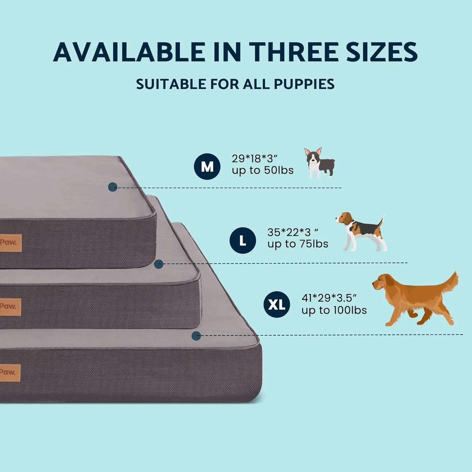 Washable Cooling Pet Bed for Small, Medium Dogs & Cats, Certipur-Us Certified Memory Foam Pet Bed with Waterproof Inner Liner (29" x 18", Up to 50LBs)