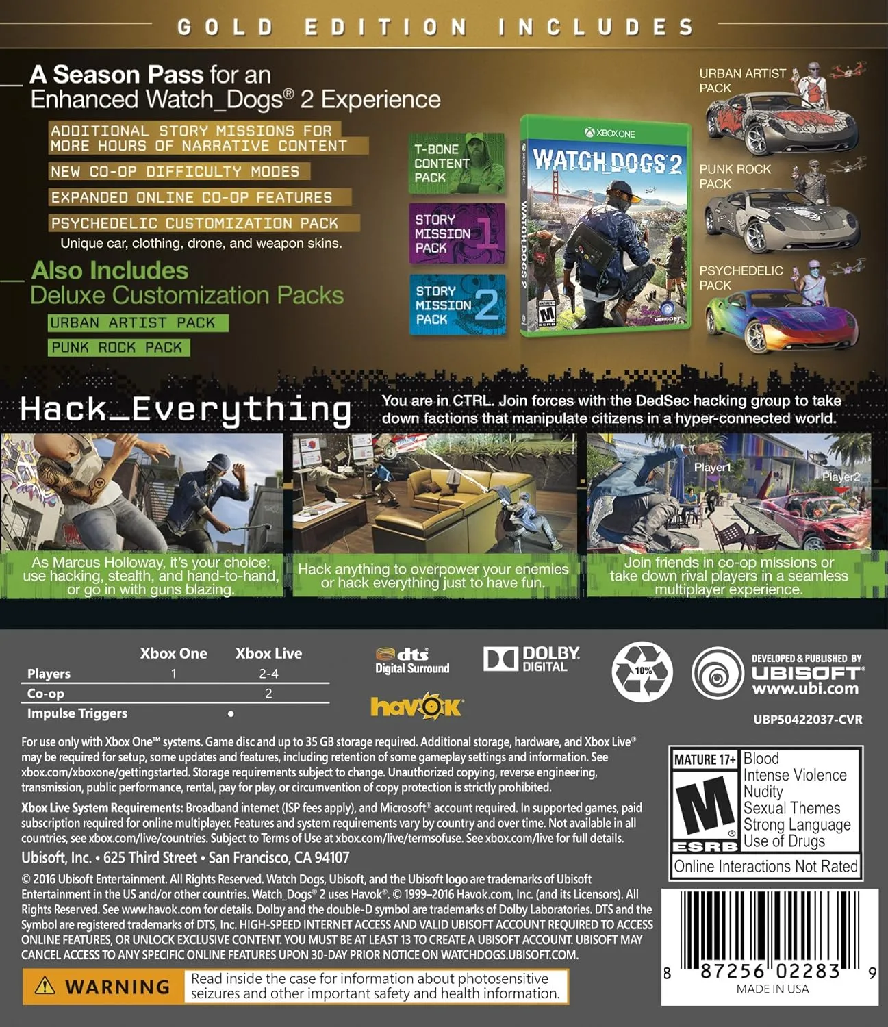 Watch Dogs 2 Gold Edition - Xbox One Digital Code