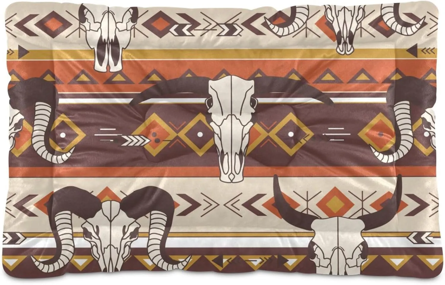 Western Aztec Pet Bed Mat for Dog Cat Crate Pad Non-Slip Bottom Design Washable Cushion Padding Pet Sleeping Bed, 36"x24"