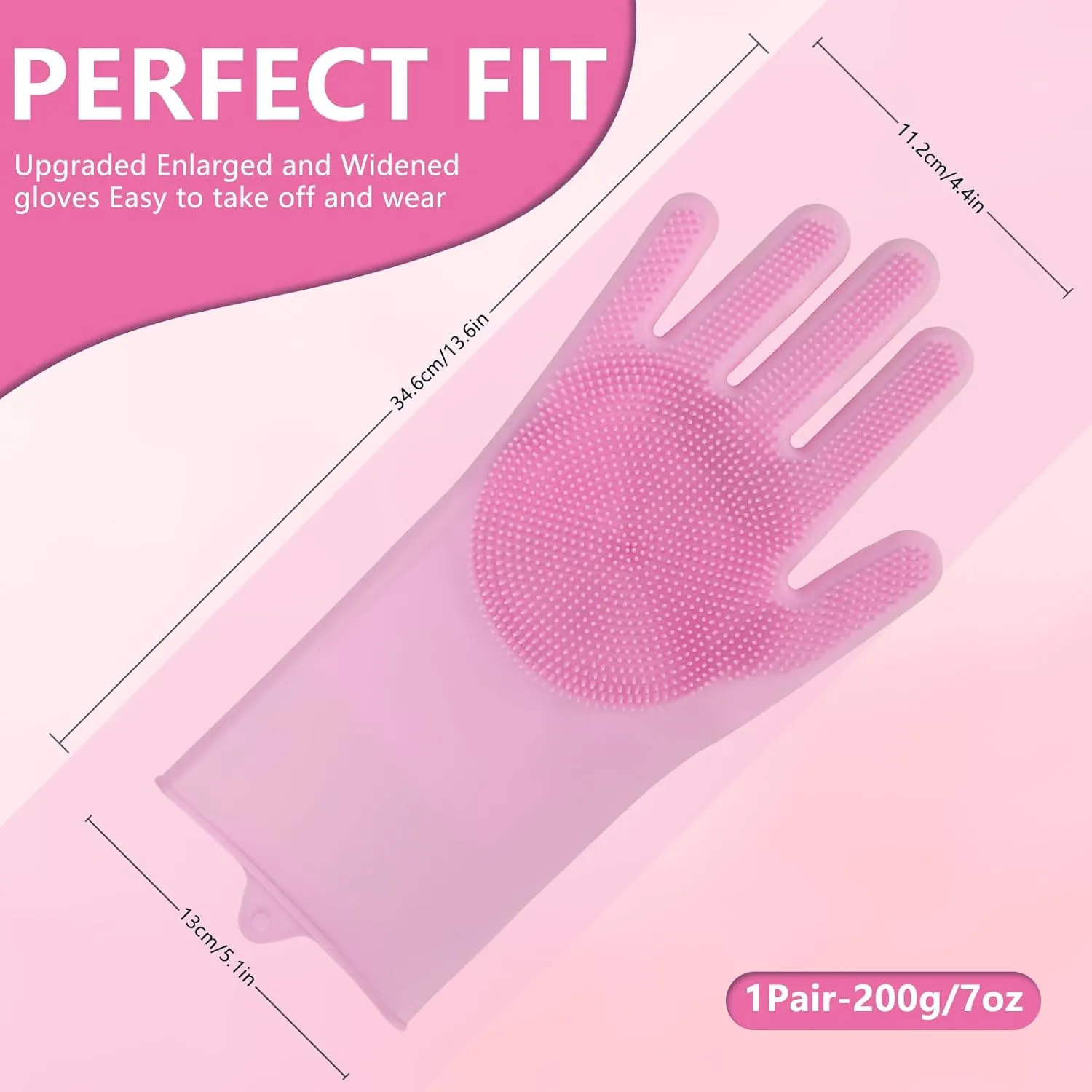 WJWJA- Pet Grooming Gloves Pet Grooming, Enhanced 5-Finger Design for Bathing and Massaging, Shedding and De-Shedding Tools for Dogs and Catspink