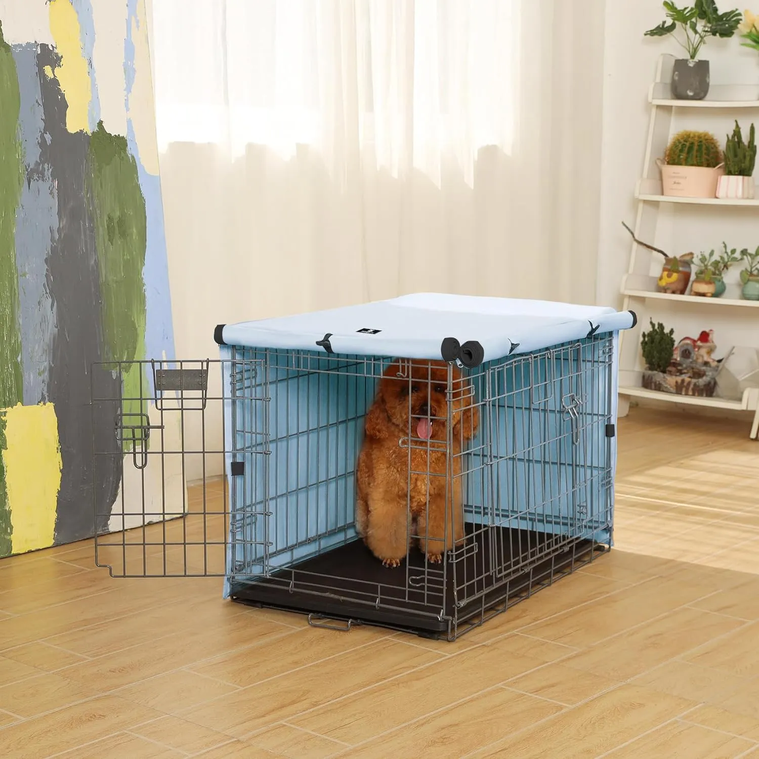 X-ZONE PET Double Door Dog Crate Cover - Polyester Pet Kennel Cover Fits 36 inches Wire Dog Cage Blue