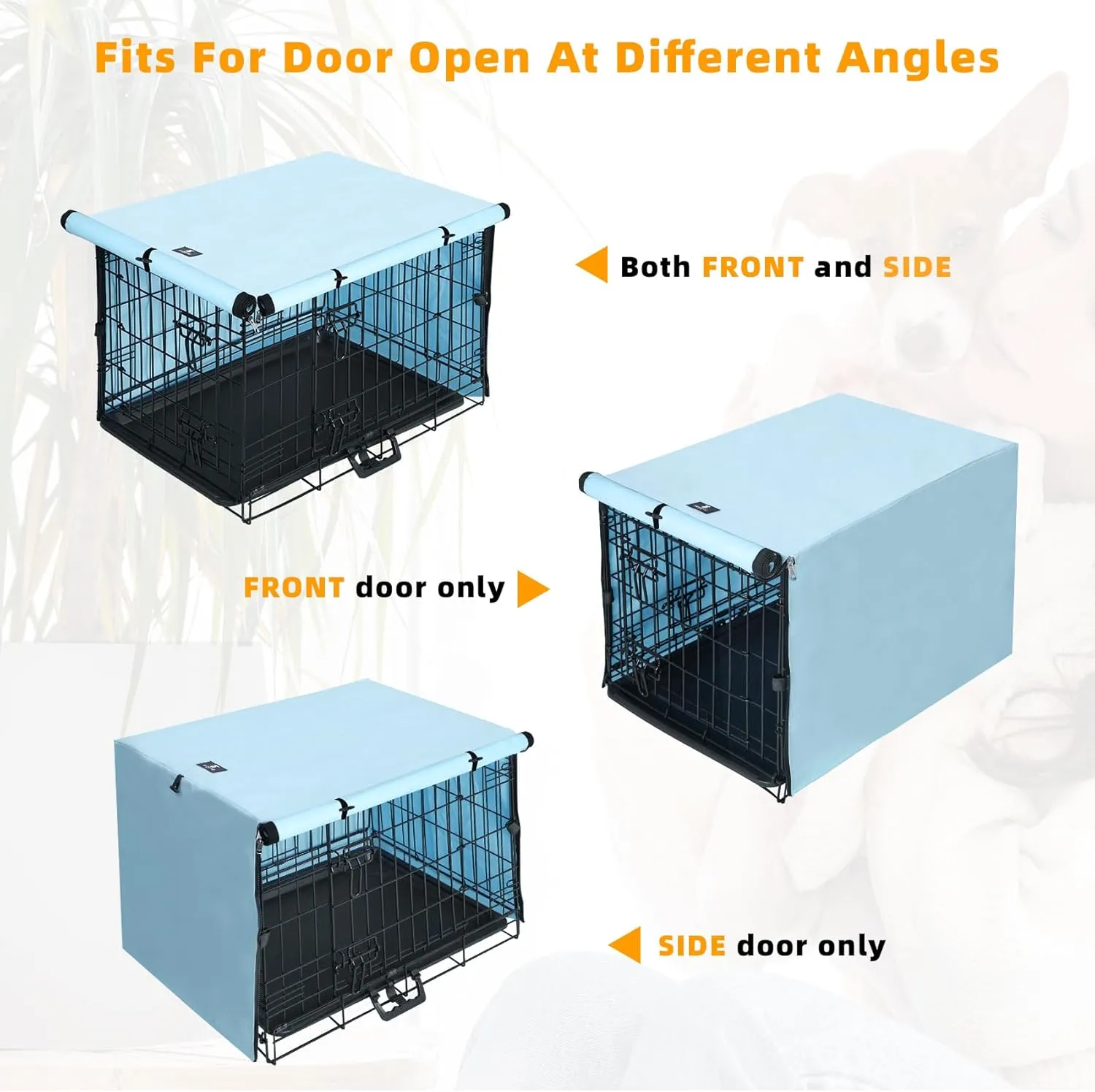 X-ZONE PET Double Door Dog Crate Cover - Polyester Pet Kennel Cover Fits 36 inches Wire Dog Cage Blue