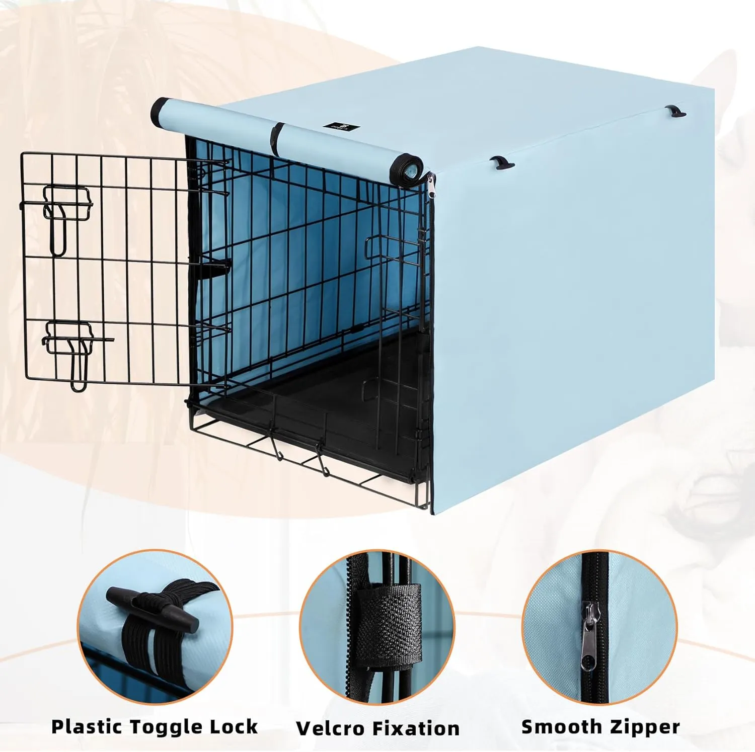 X-ZONE PET Double Door Dog Crate Cover - Polyester Pet Kennel Cover Fits 36 inches Wire Dog Cage Blue