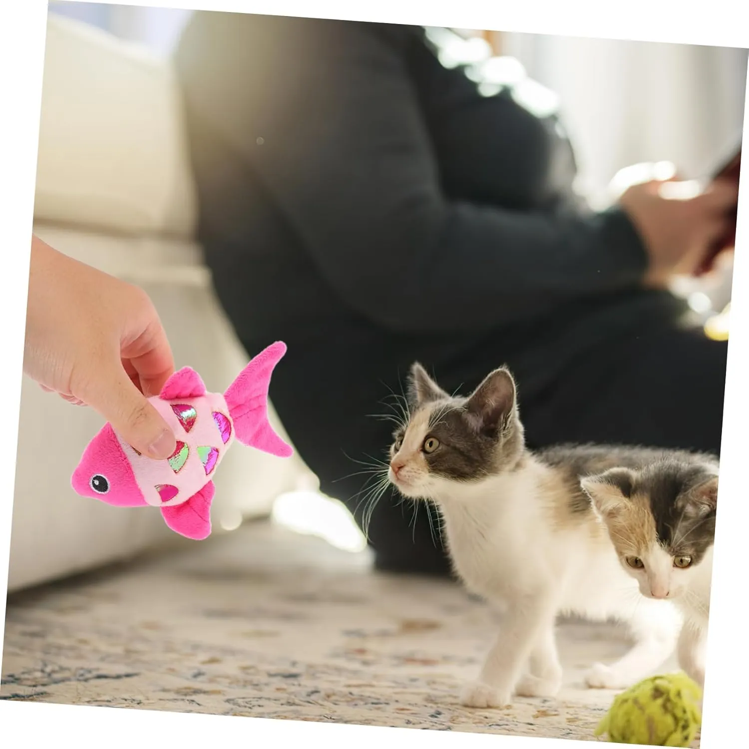 Yardwe 3pcs Plush Toy Crinkle Sound Stuffed Animal for Kitten Interactive Pet Chew Toy Random Color