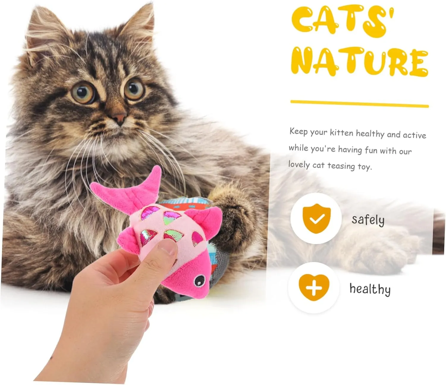 Yardwe 3pcs Plush Toy Crinkle Sound Stuffed Animal for Kitten Interactive Pet Chew Toy Random Color