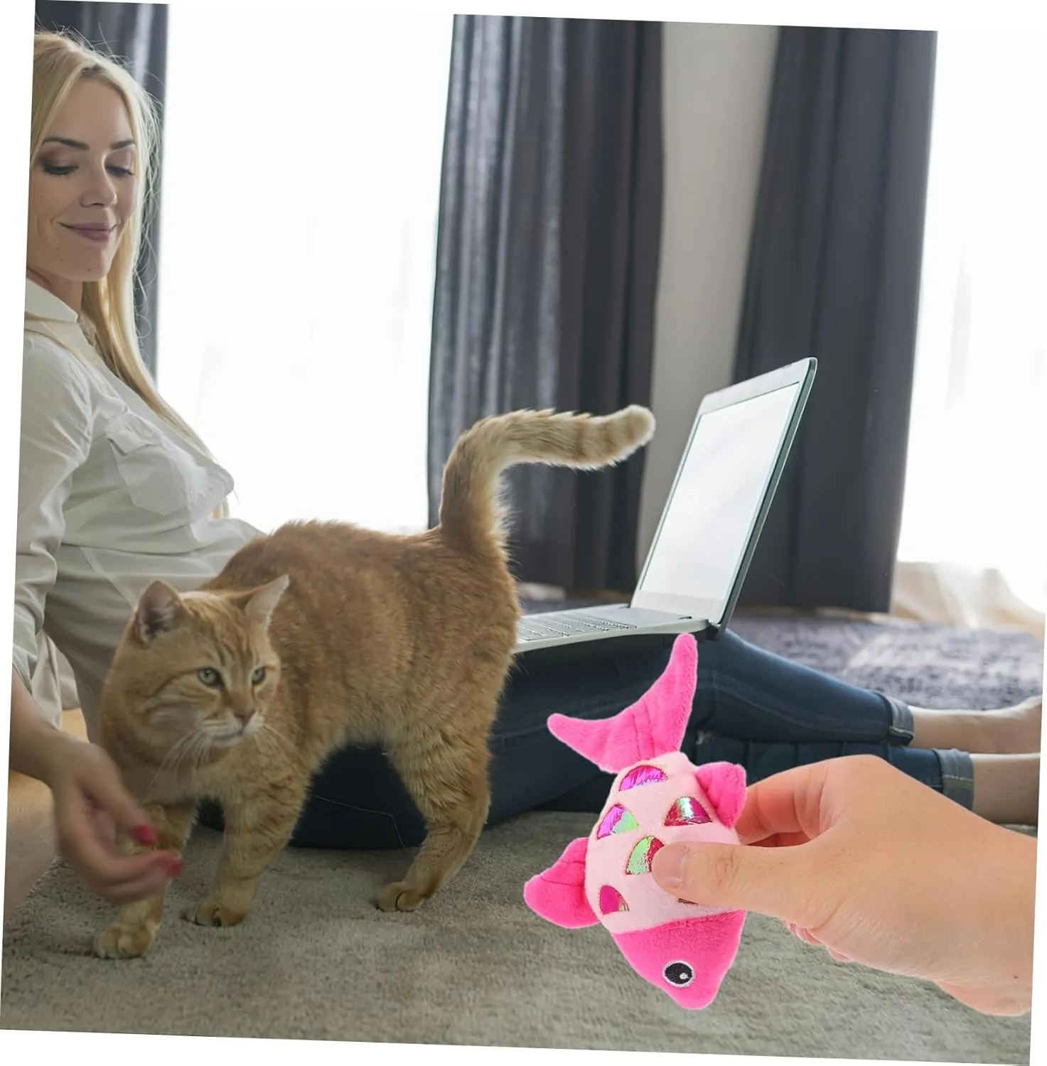 Yardwe 3pcs Plush Toy Crinkle Sound Stuffed Animal for Kitten Interactive Pet Chew Toy Random Color