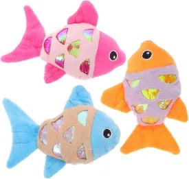 Yardwe 3pcs Plush Toy Crinkle Sound Stuffed Animal for Kitten Interactive Pet Chew Toy Random Color