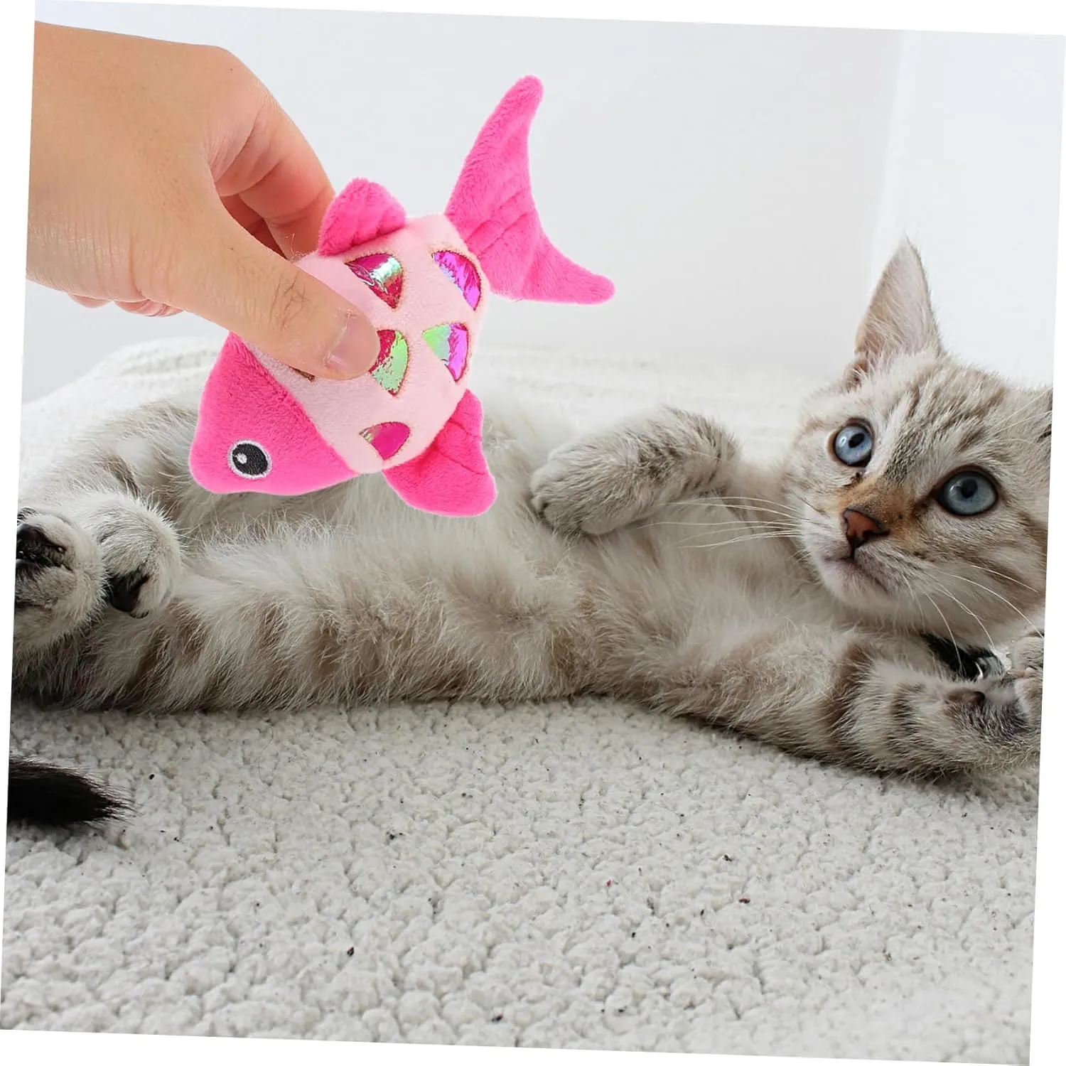 Yardwe 3pcs Plush Toy Crinkle Sound Stuffed Animal for Kitten Interactive Pet Chew Toy Random Color