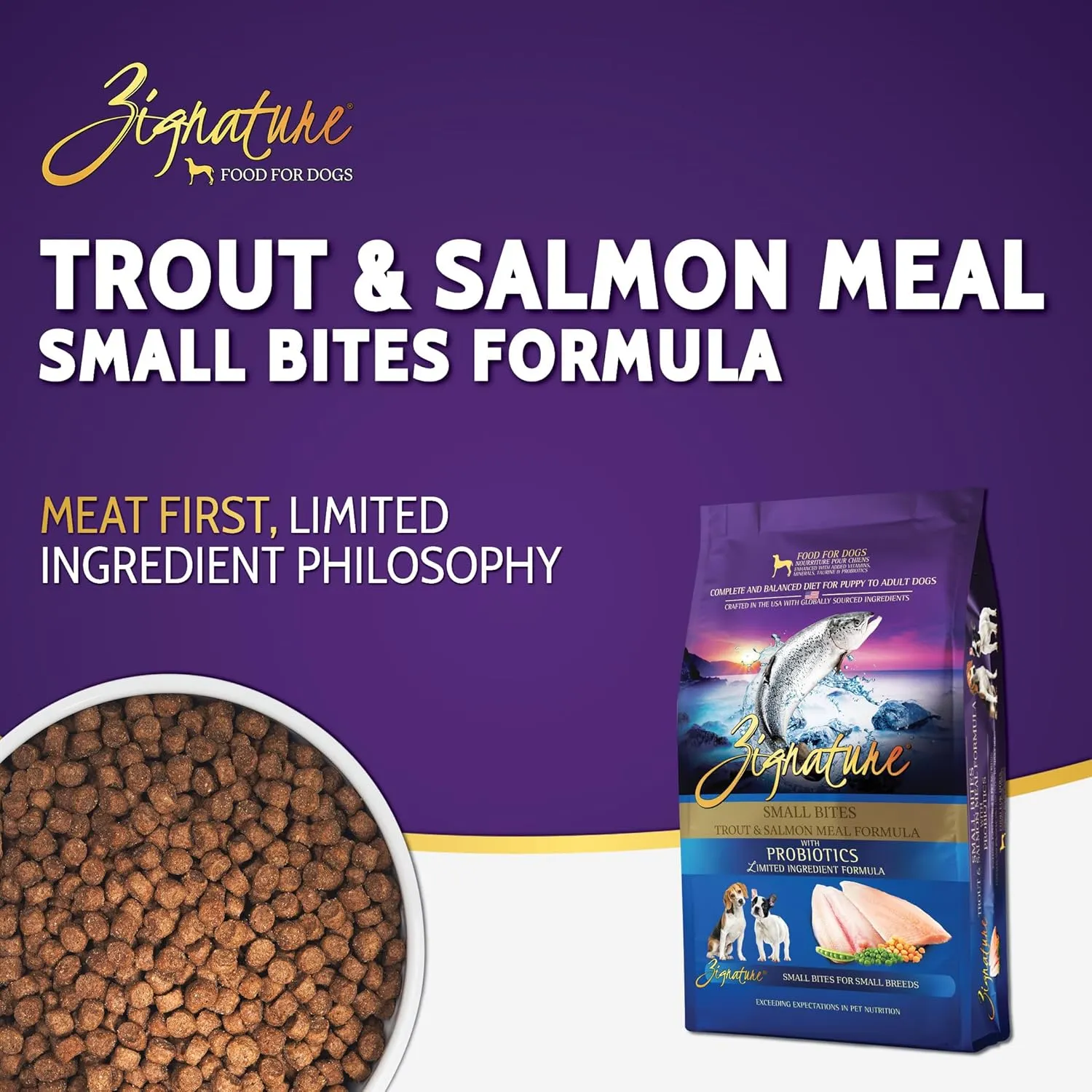 Zignature Trout & Salmon Limited Ingredient Formula Dry Dog Food Small Bites 4lb